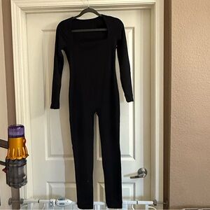 Black Long Sleeve, Square Neck Jumpsuit. Size Small.